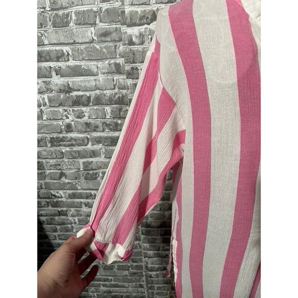 Maeve‎ Blouse Anthropologie Pink White Striped Tunic - Picture 2 of 3